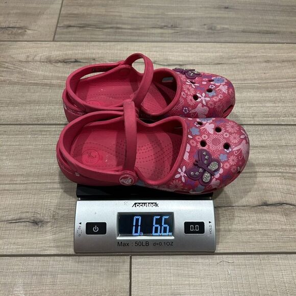 Crocs Karin Butterfly Floral Double Strap Mary Jane Clogs Girls Size 13 - Picture 10 of 10